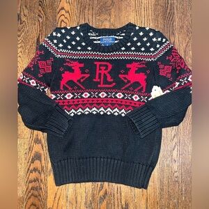 Boys Polo Ralph Lauren  Christmas Holiday Knit Sweater Red Reindeer Size 6